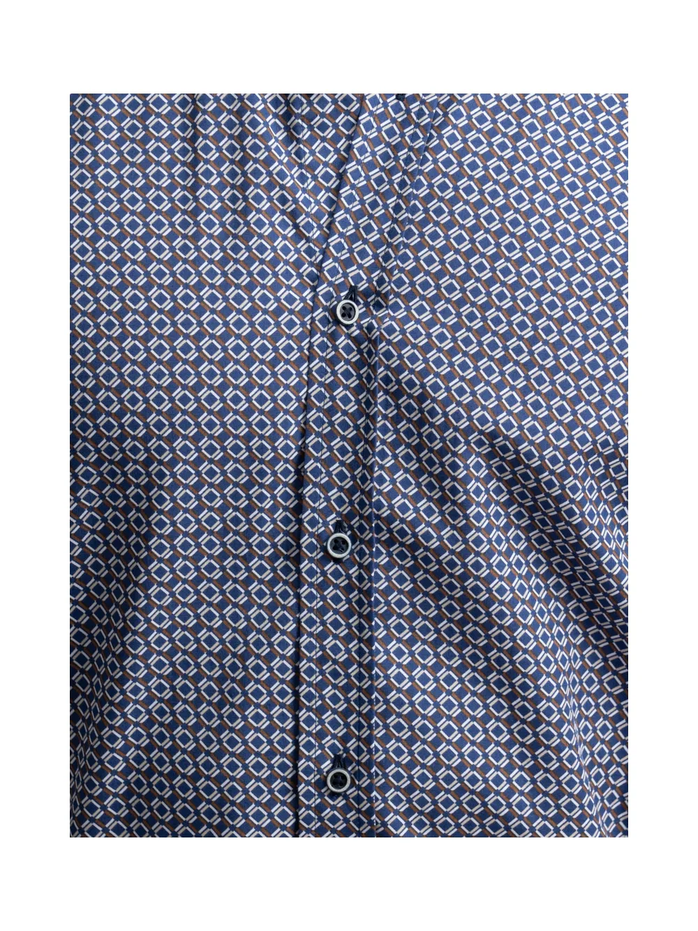 Camicia uomo fantasia geometrica blu collo button down