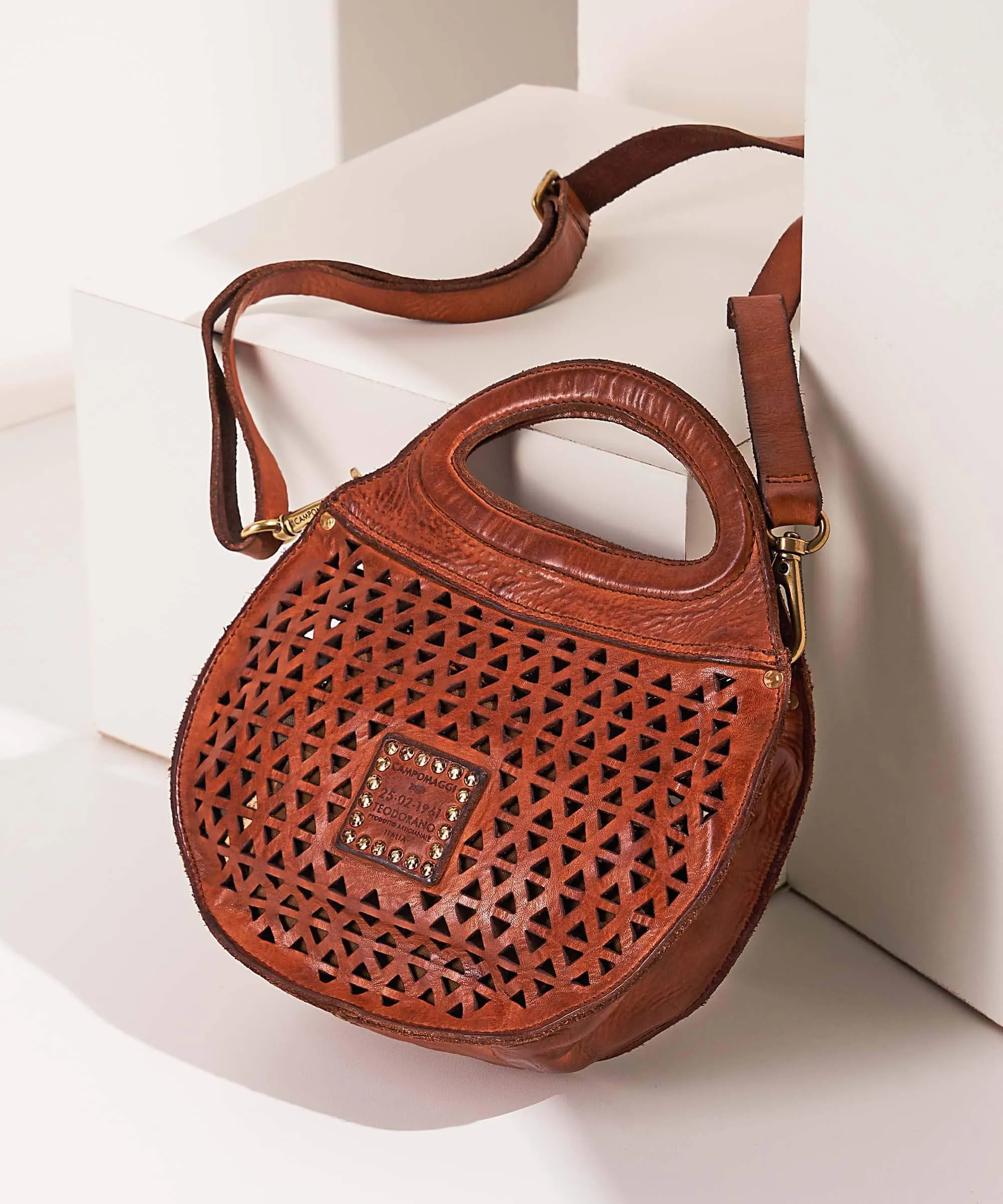  Campomaggi Borsa a mano pelle di vacchetta finemente grana cognac  