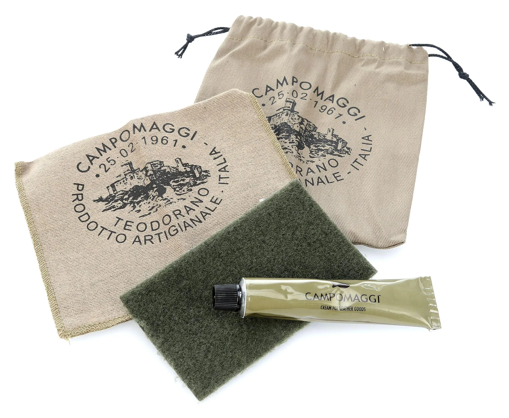 Campomaggi Borsa a spalla pelle di vacchetta finemente grana, poliammide verde-oliva  