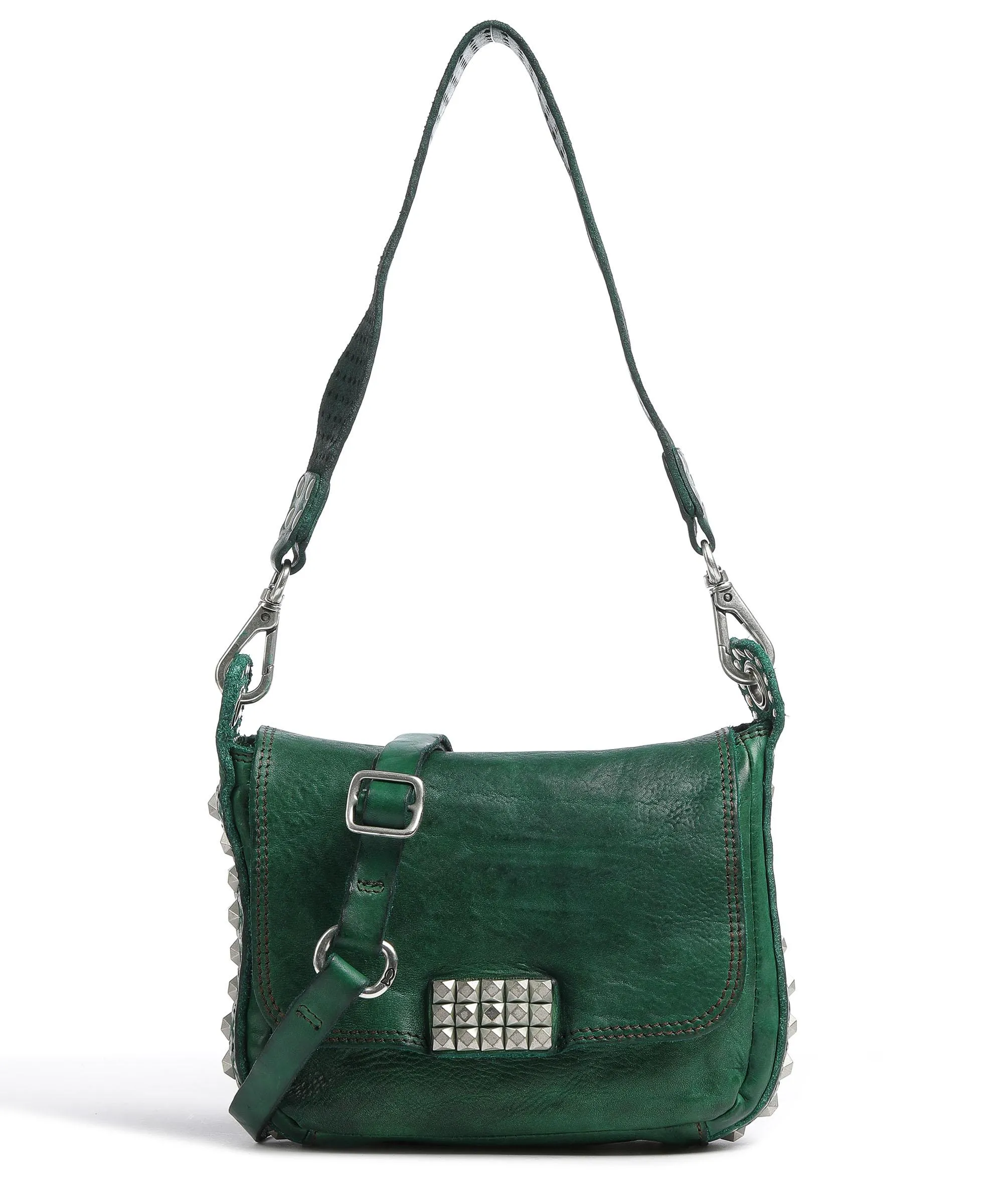  Campomaggi Borsa a spalla pelle di vacchetta finemente grana verde  