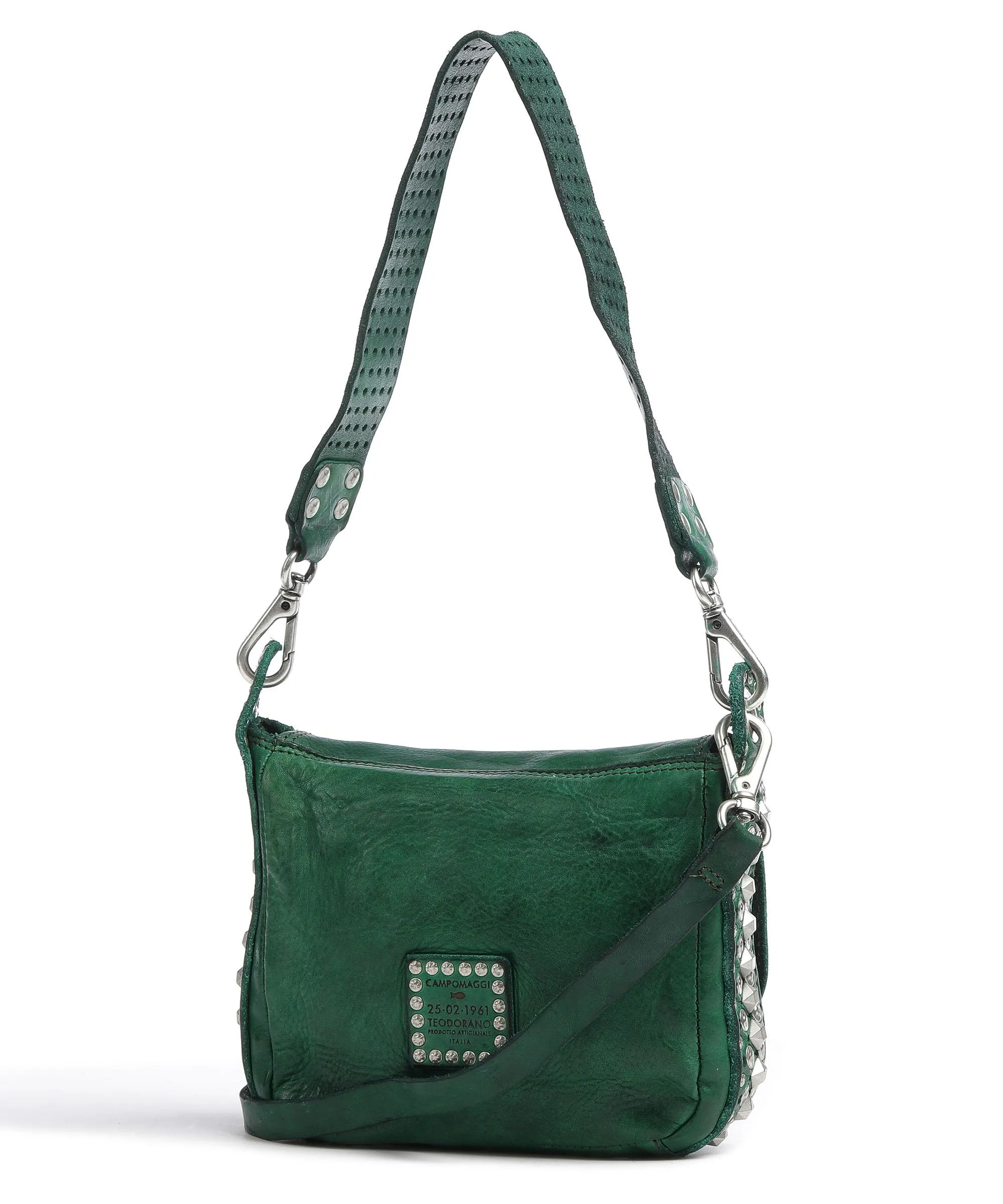  Campomaggi Borsa a spalla pelle di vacchetta finemente grana verde  