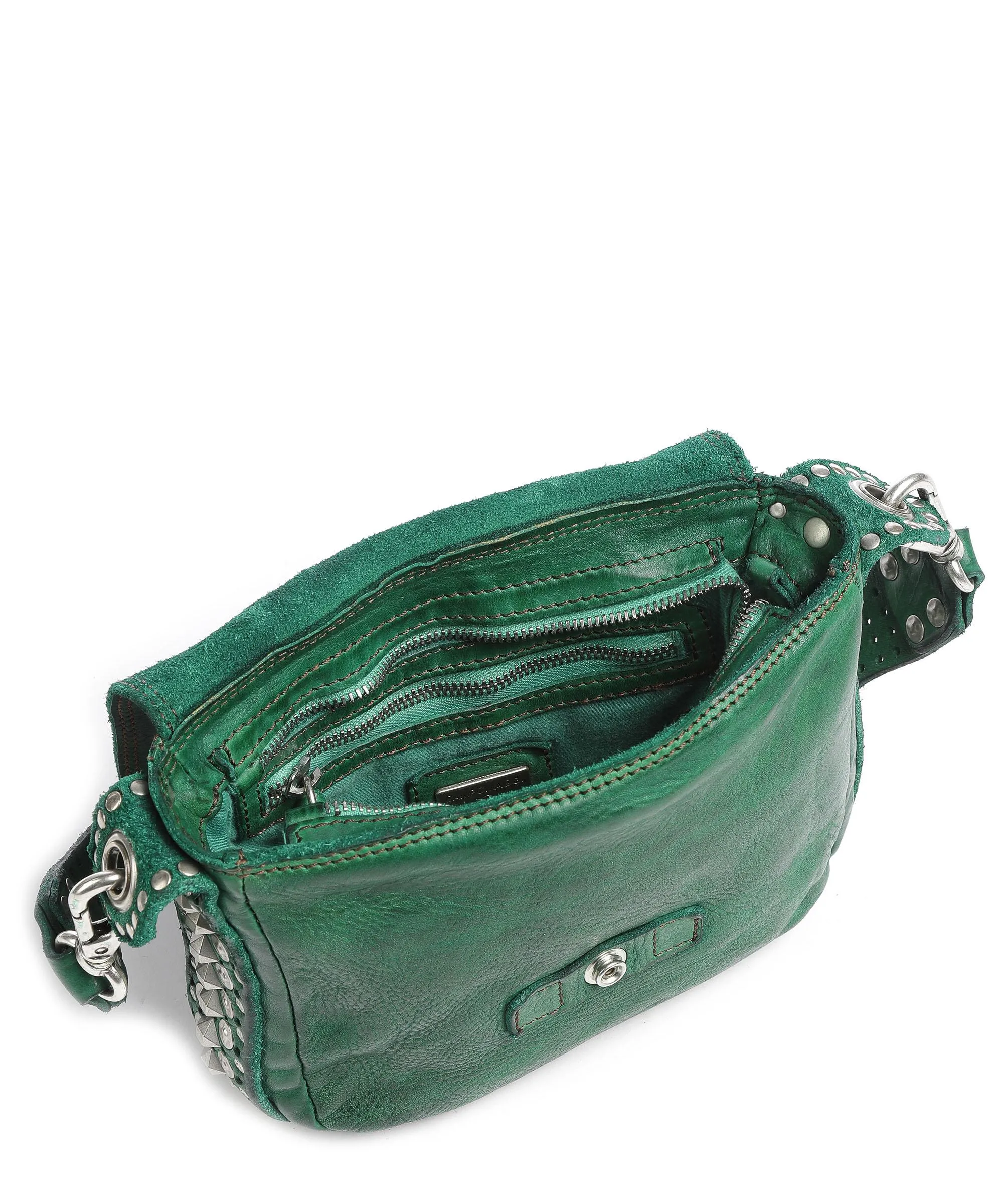  Campomaggi Borsa a spalla pelle di vacchetta finemente grana verde  