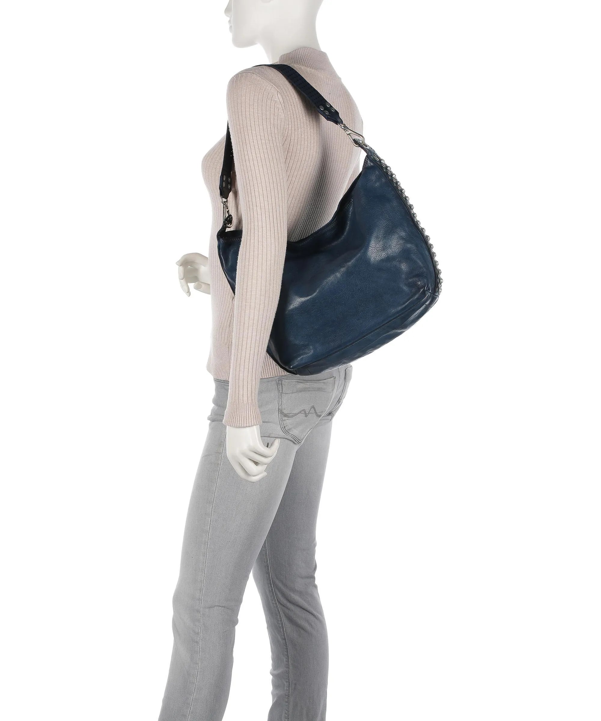  Campomaggi Borsa hobo pelle di vacchetta finemente grana blu scuro  