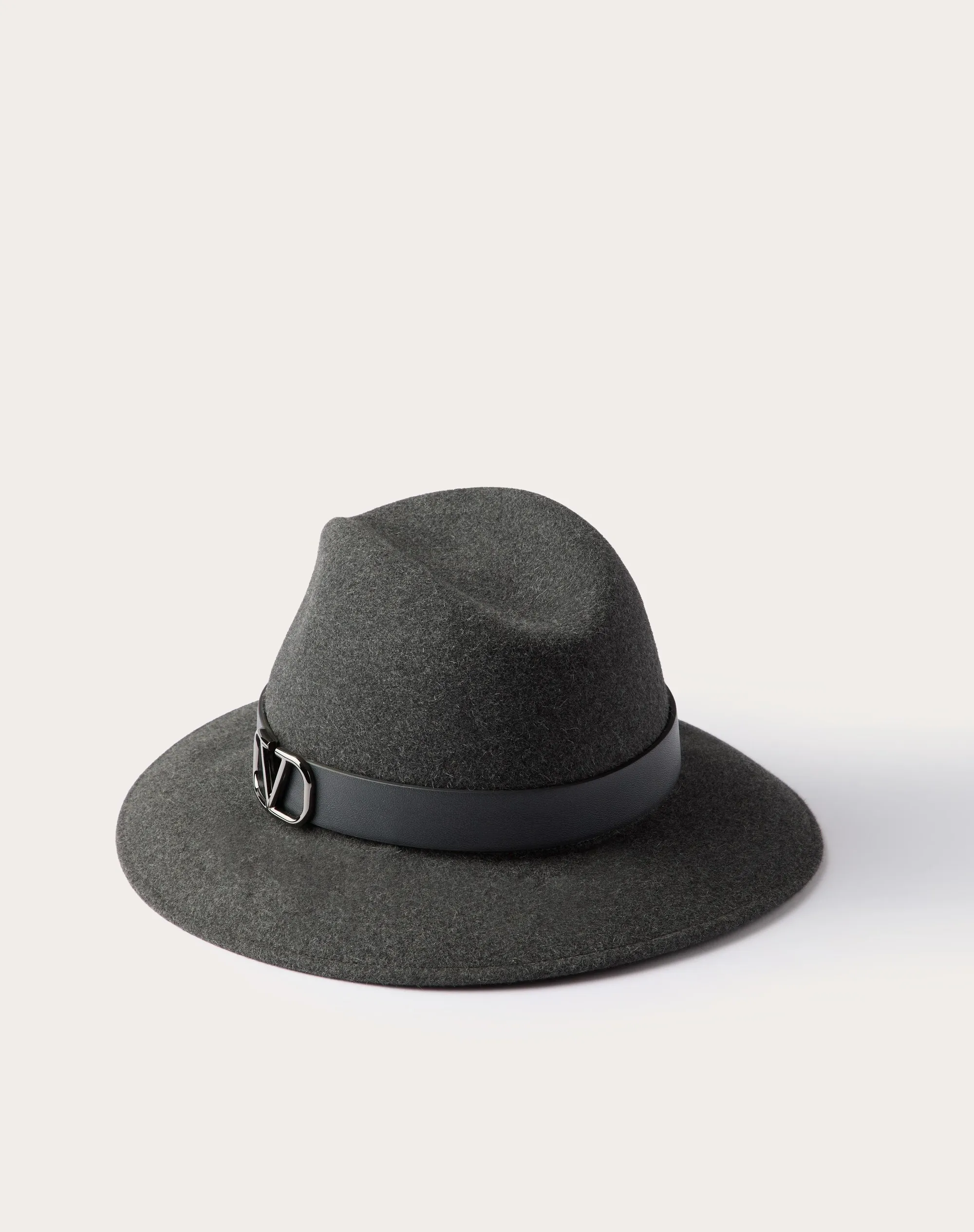 CAPPELLO FEDORA VLOGO SIGNATURE IN TESSUTO LAPIN E PELLE