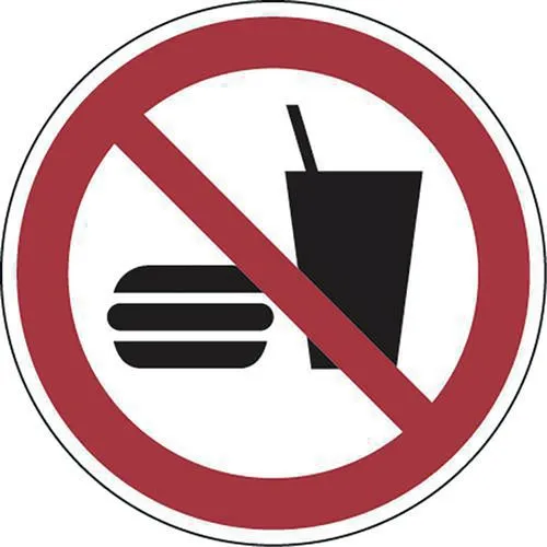 Cartello Divieto di consumare alimenti o bevande in alluminio - Manutan Expert