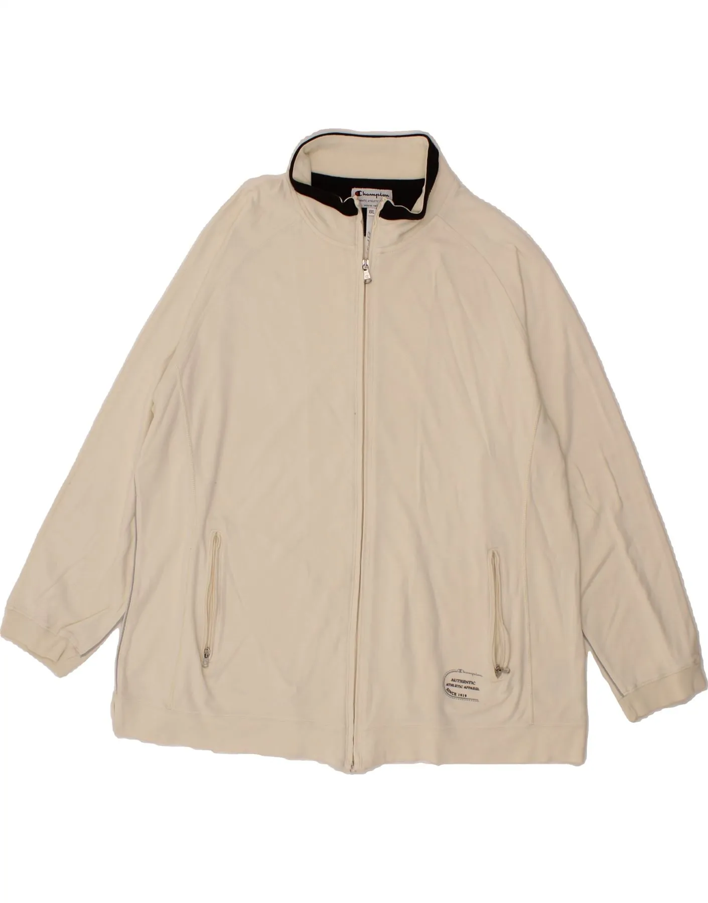 CHAMPION Womens Easy Fit Tracksuit Top Jacket UK 20 2XL Off White Cotton
