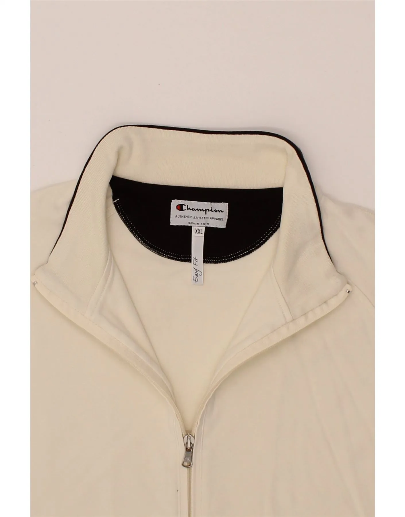 CHAMPION Womens Easy Fit Tracksuit Top Jacket UK 20 2XL Off White Cotton