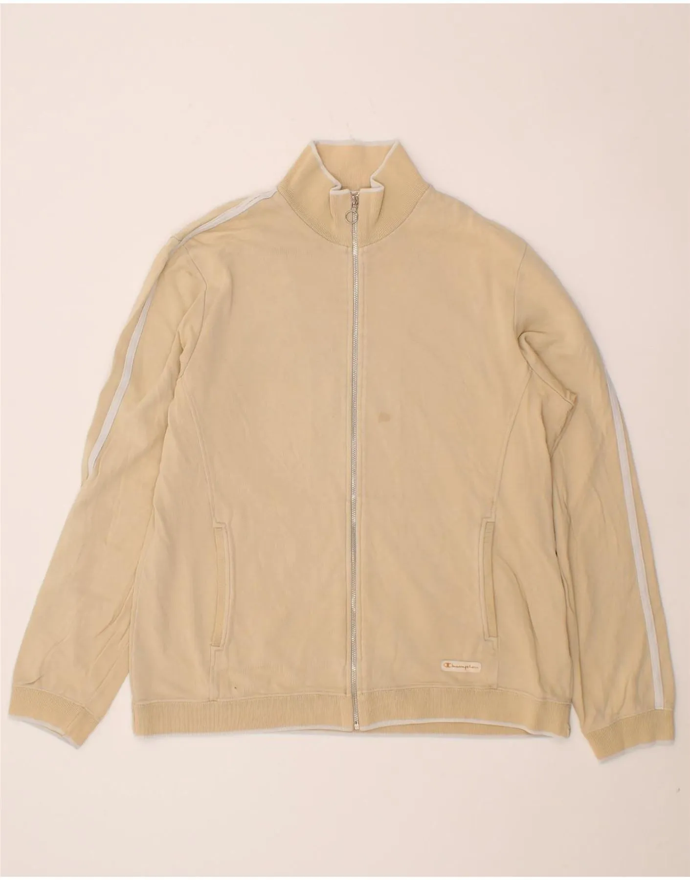 CHAMPION Womens Tracksuit Top Jacket UK 18 XL Beige Cotton