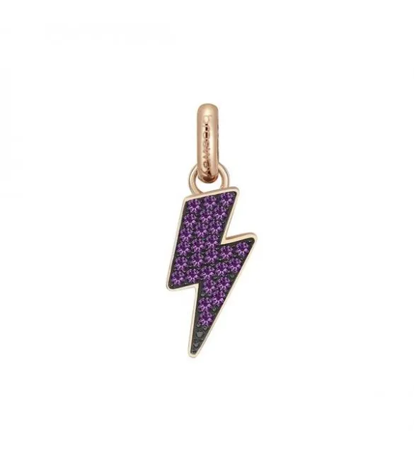 Charm donna gioielli Brosway Très Jolie in acciaio 316L pvd oro rosa con cristalli amethyst, smalto nero btjm399