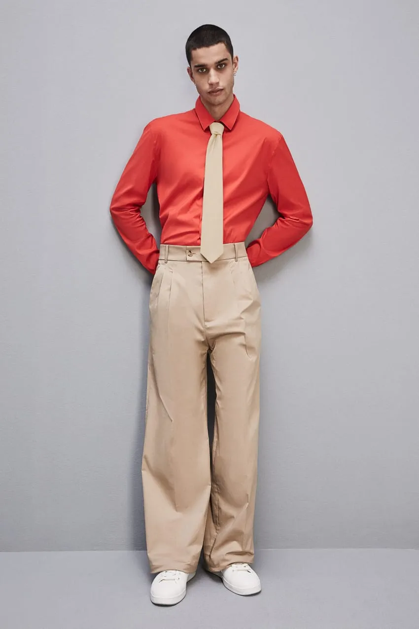 Chemise ajustée sans pinces en sergé de viscose