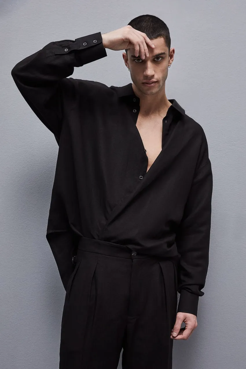 Chemise oversize en lin et viscose