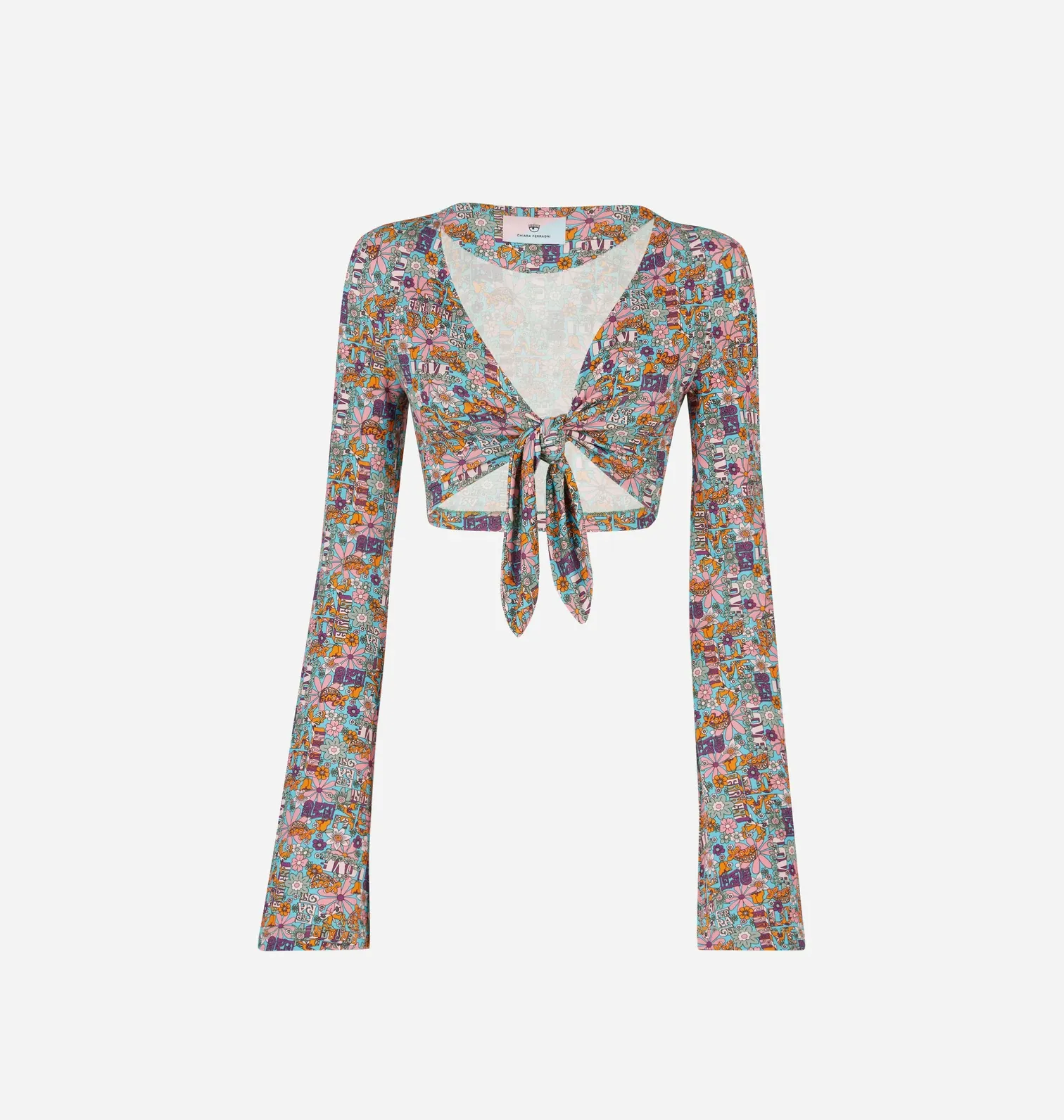 Chiara Ferragni Crop Shirt with Pattern / Blue