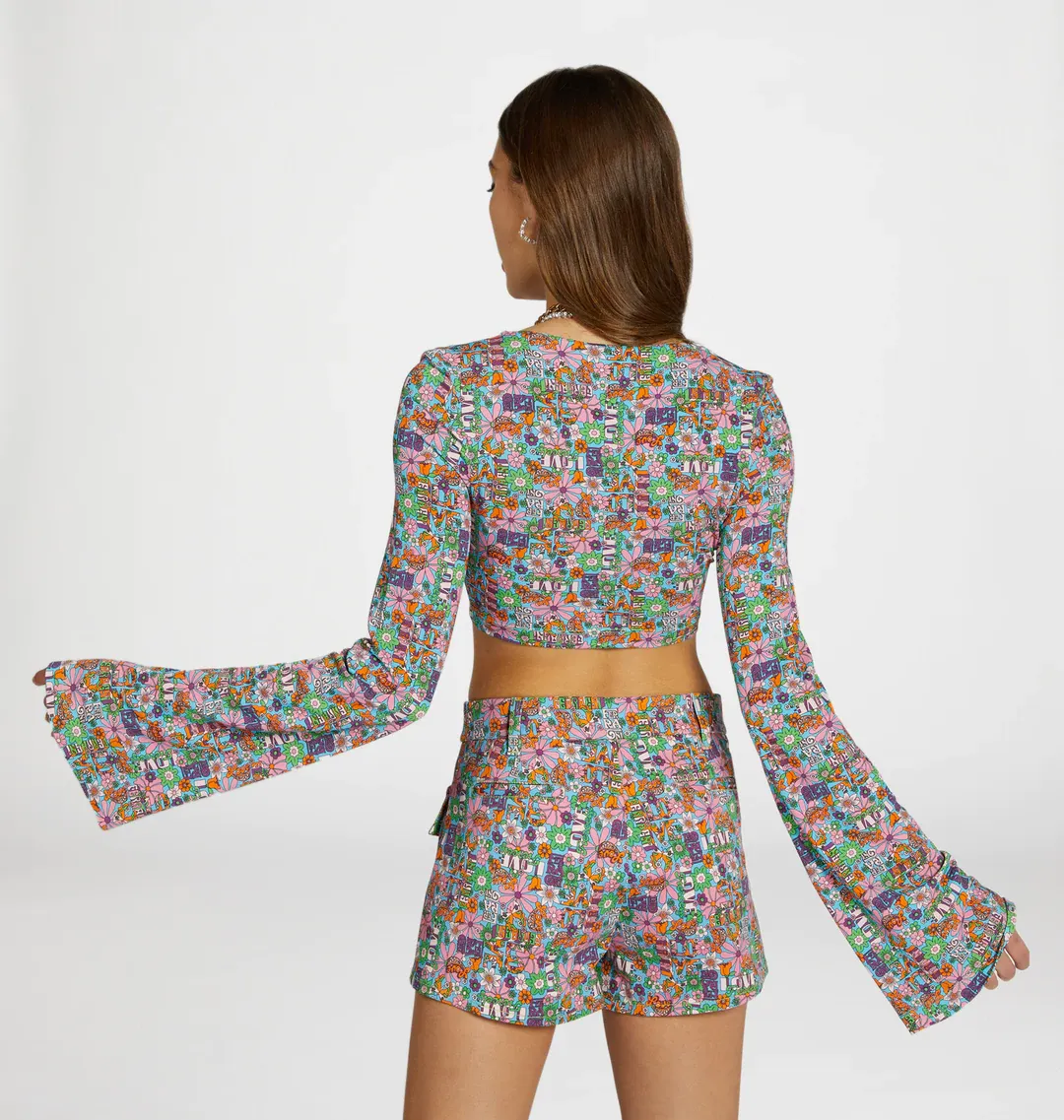 Chiara Ferragni Crop Shirt with Pattern / Blue