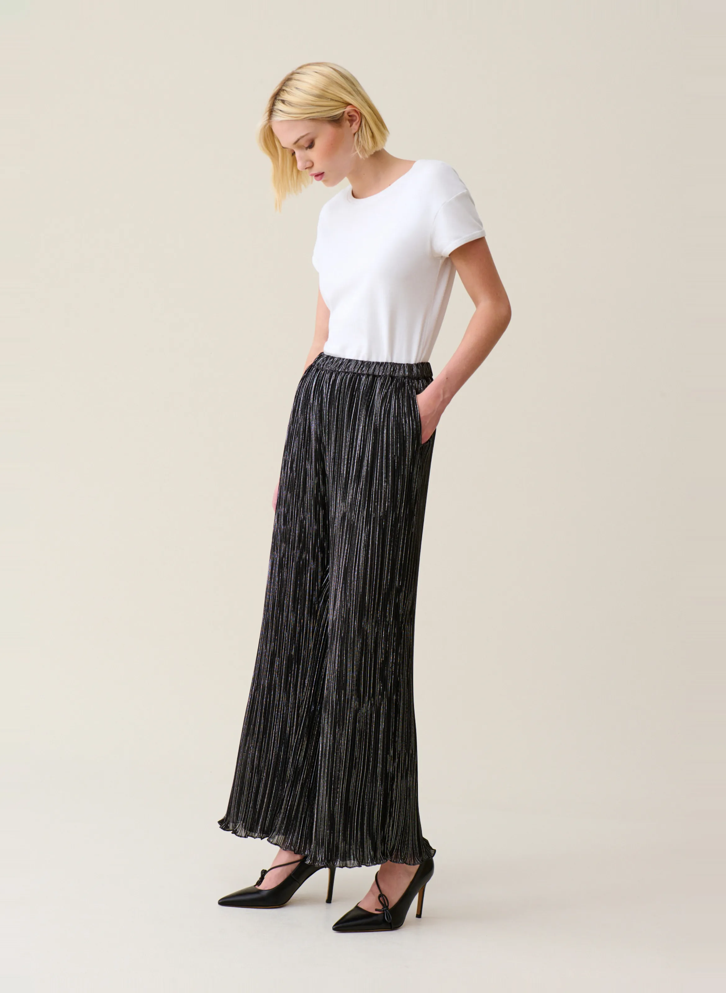  CLAUDIE PIERLOT   Pantaloni larghi plissettati | Nero