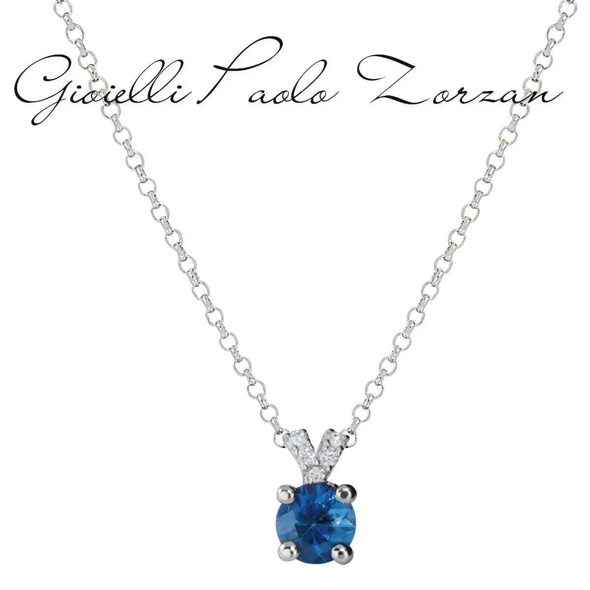 Collana Artlinea in oro bianco 18kt con diamanti e zaffiro CD612/ZB-LB