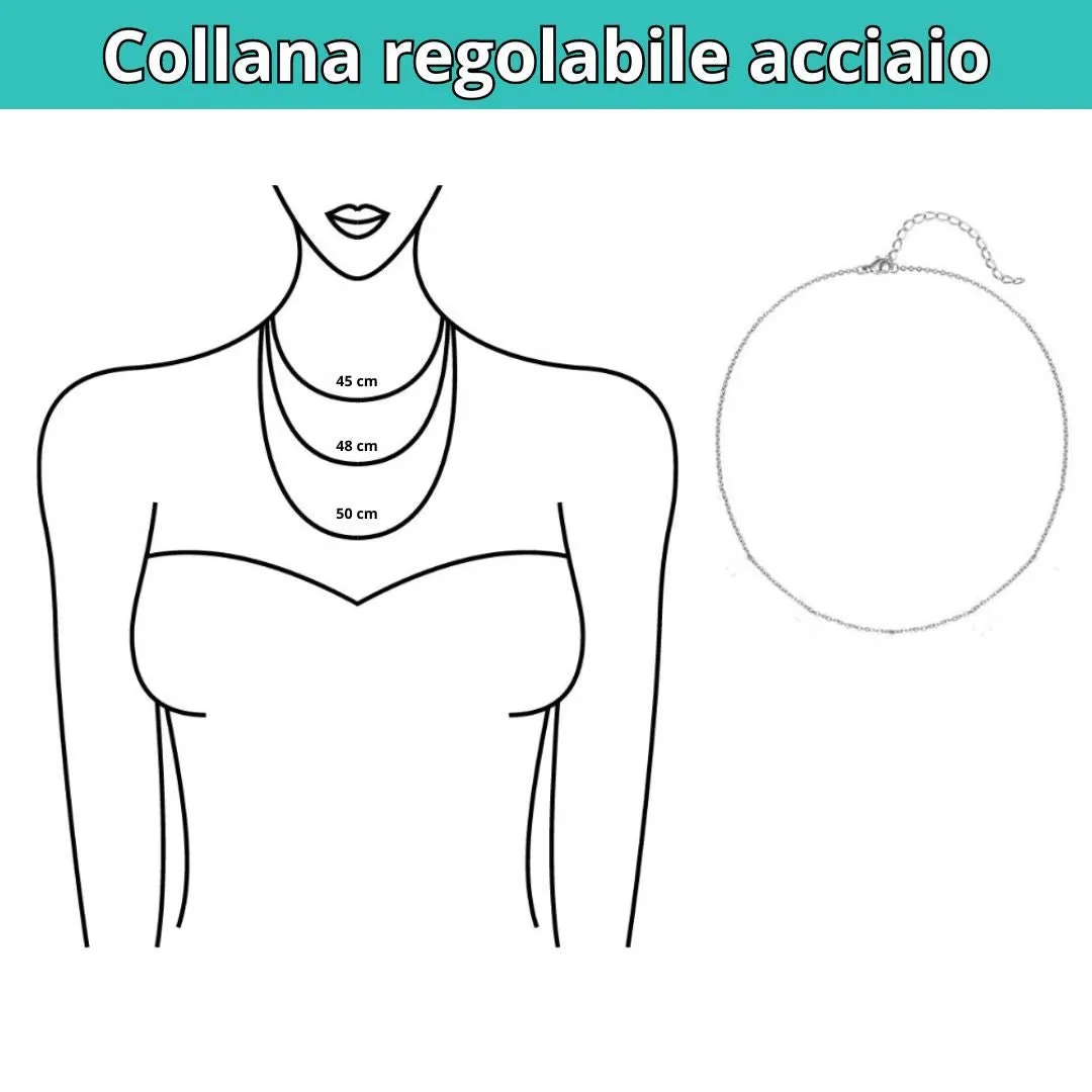 Collana con ciondolo Fiore della VIta in acciaio inossidabile