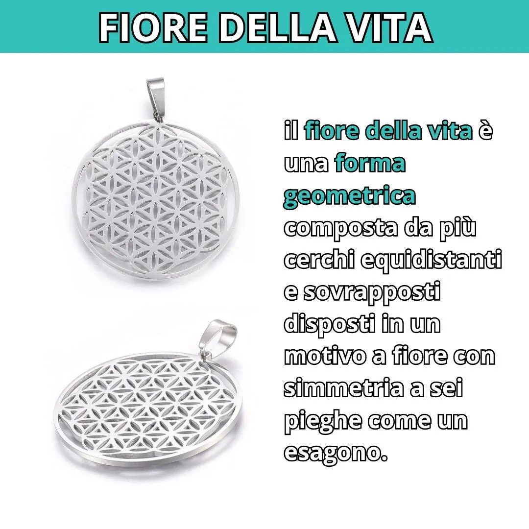 Collana con ciondolo Fiore della VIta in acciaio inossidabile