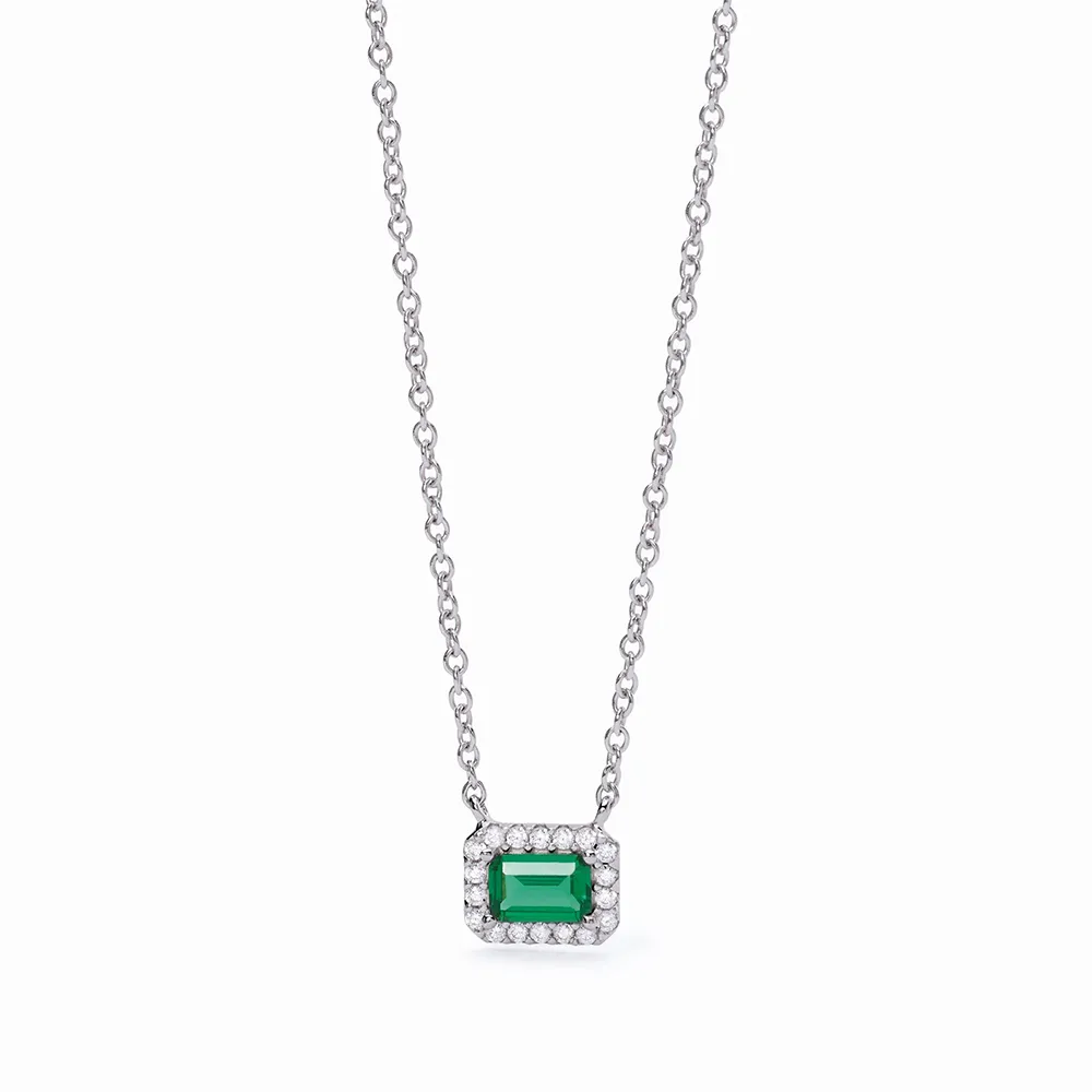 Collana Mabina in Argento con Smeraldo Sintetico e Zirconi – 553496