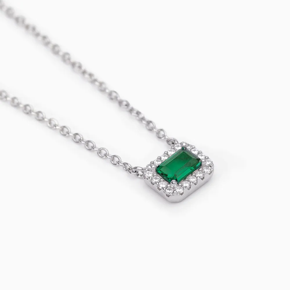 Collana Mabina in Argento con Smeraldo Sintetico e Zirconi – 553496