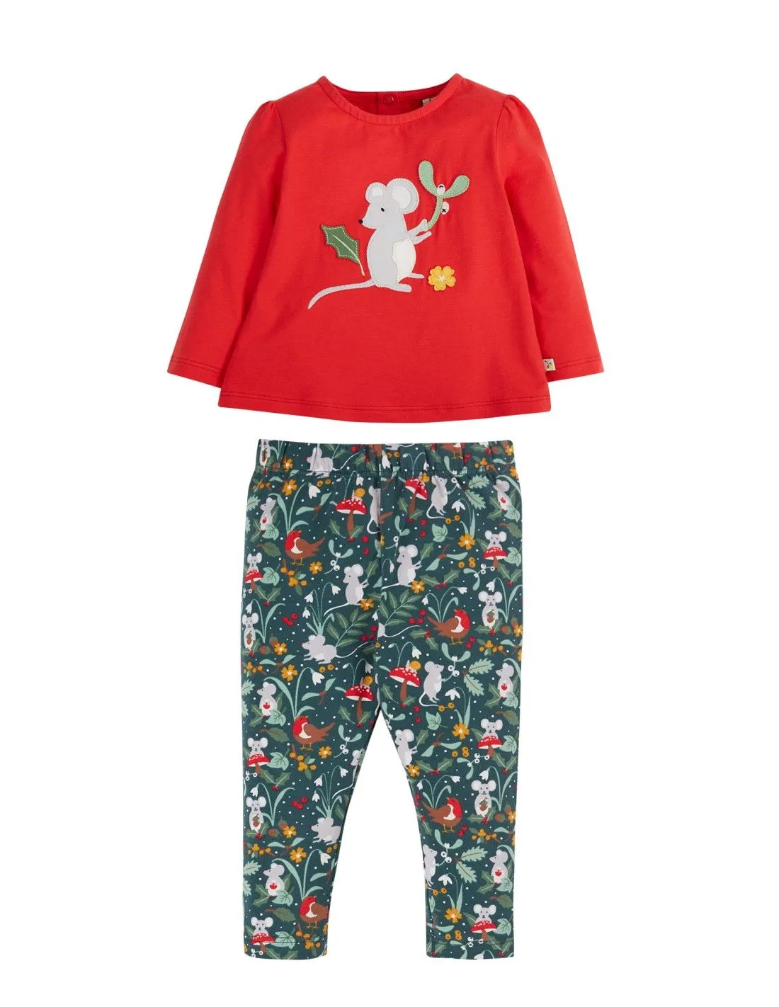COMPLETO 2 PEZZI IN COTONE BIOLOGICO "TOPO FESTIVE"