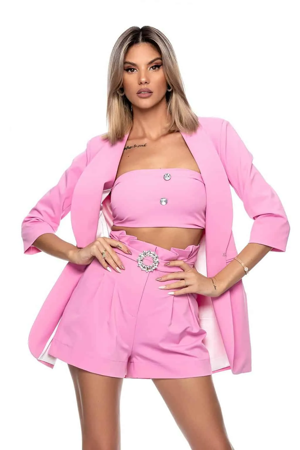 Completo 3 pezzi di colore rosa candy