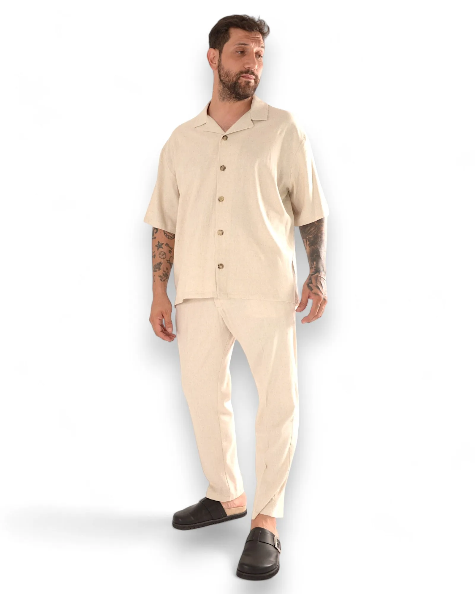 Coordinato MARK camicia e fondo stretto ecrù