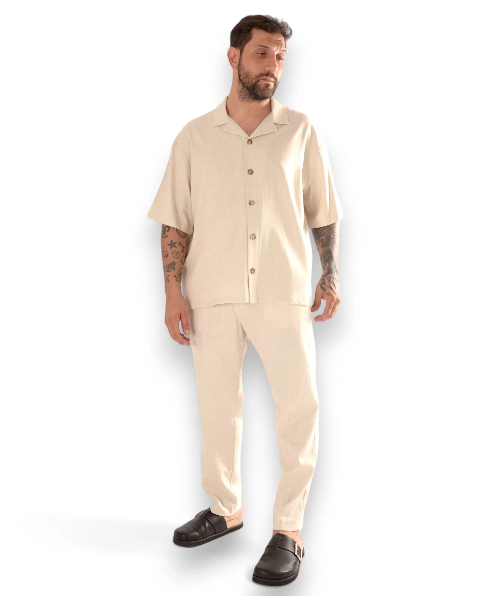 Coordinato MARK camicia e fondo stretto ecrù