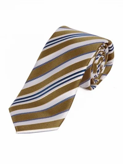 Cravatta Slim Business con motivo a righe Sand White and Blue
