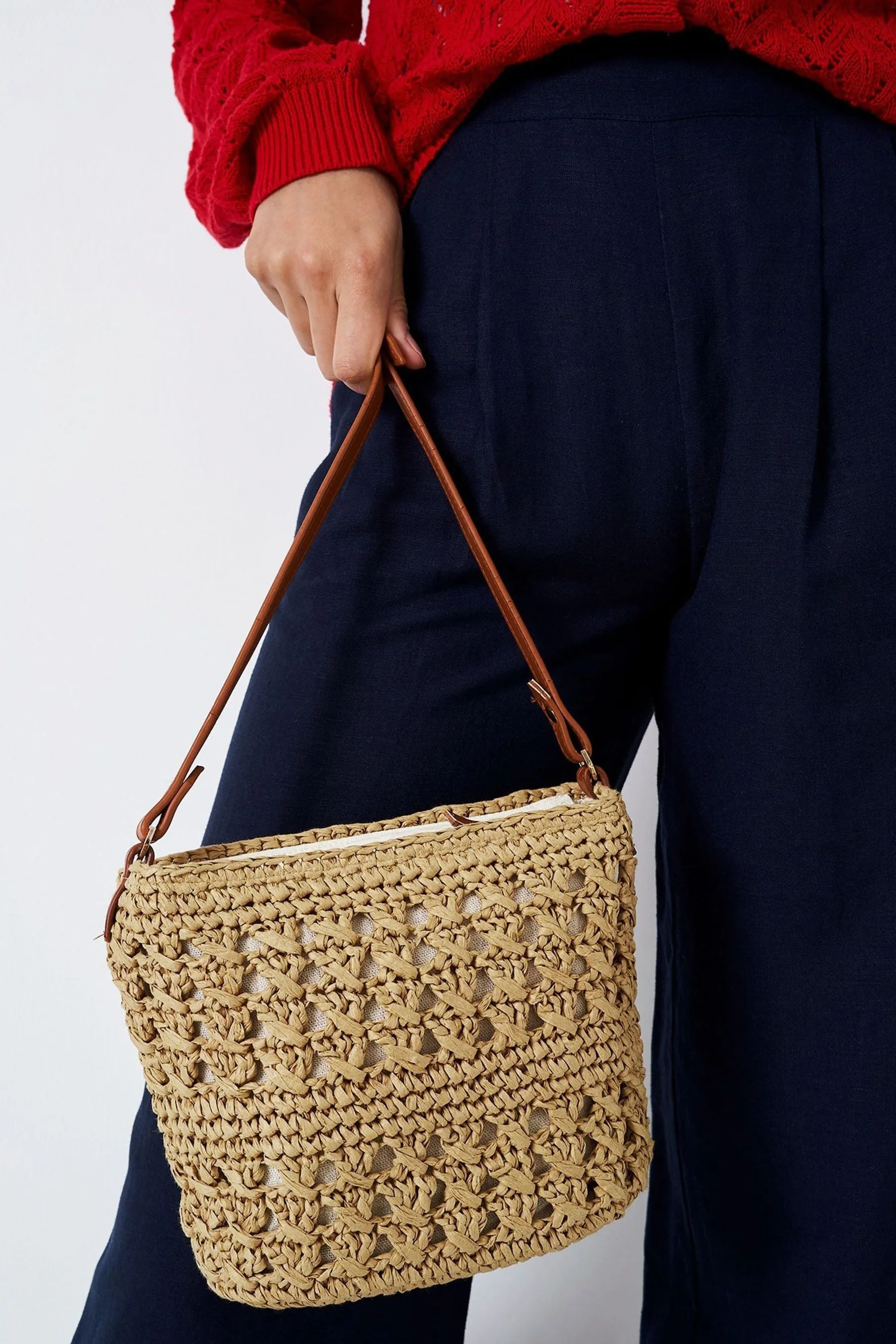 Crew Clothing - Borsa a tracolla in paglia