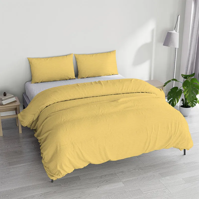DATEX Parure copripiumino linea Satin Stripes matrimoniale, giallo satinato