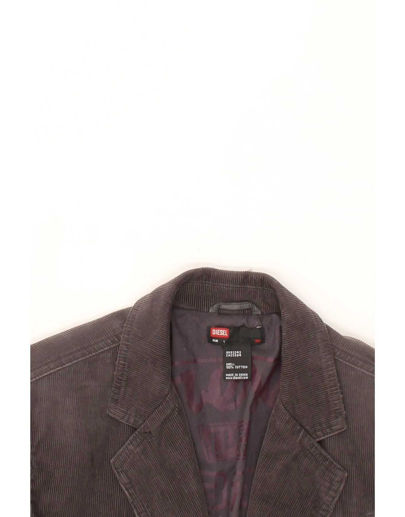 DIESEL Mens Corduroy 2 Button Blazer Jacket UK 40 Large Grey Cotton