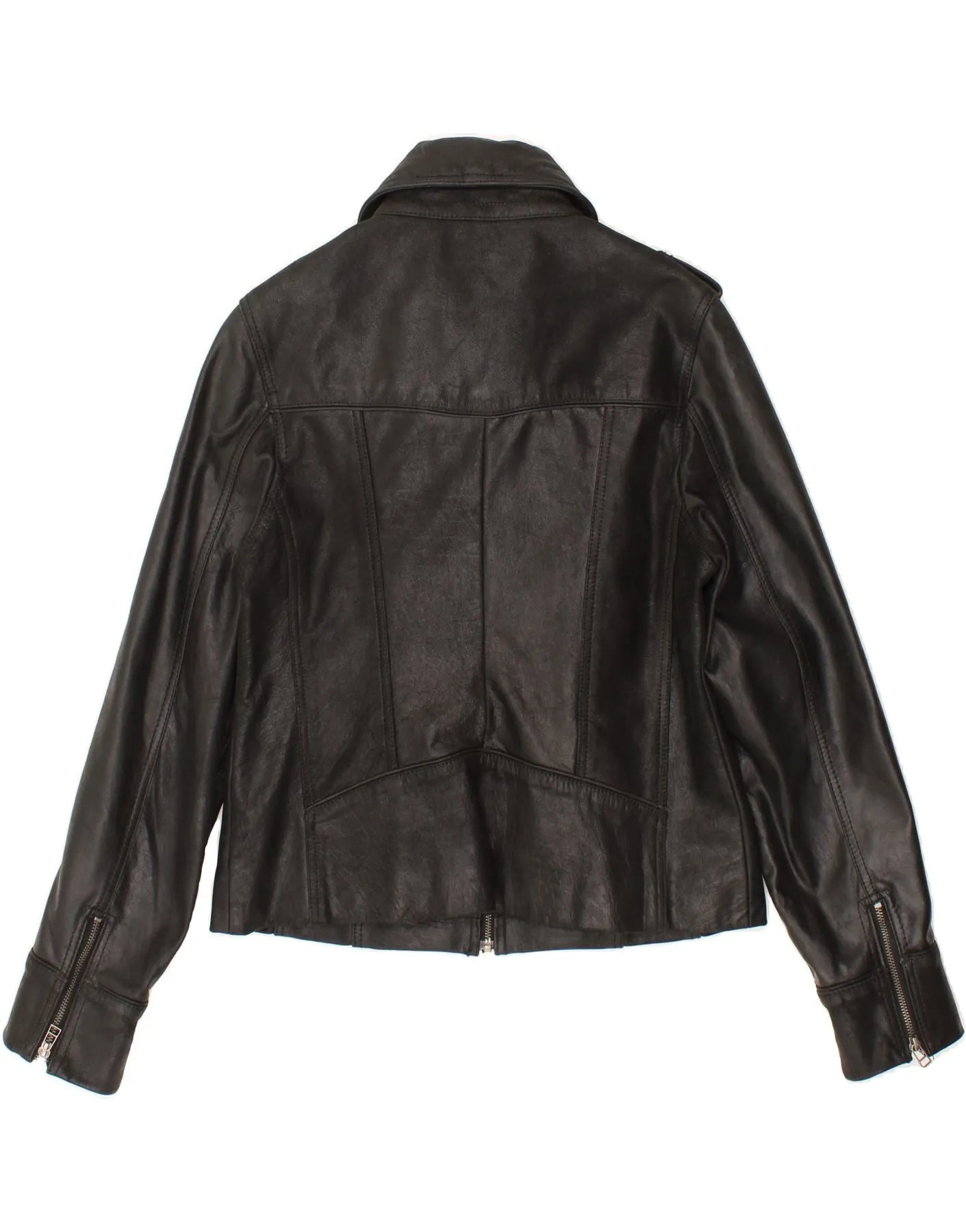 DOLCE VITA Womens Military Leather Jacket IT 42 Medium Black Leather