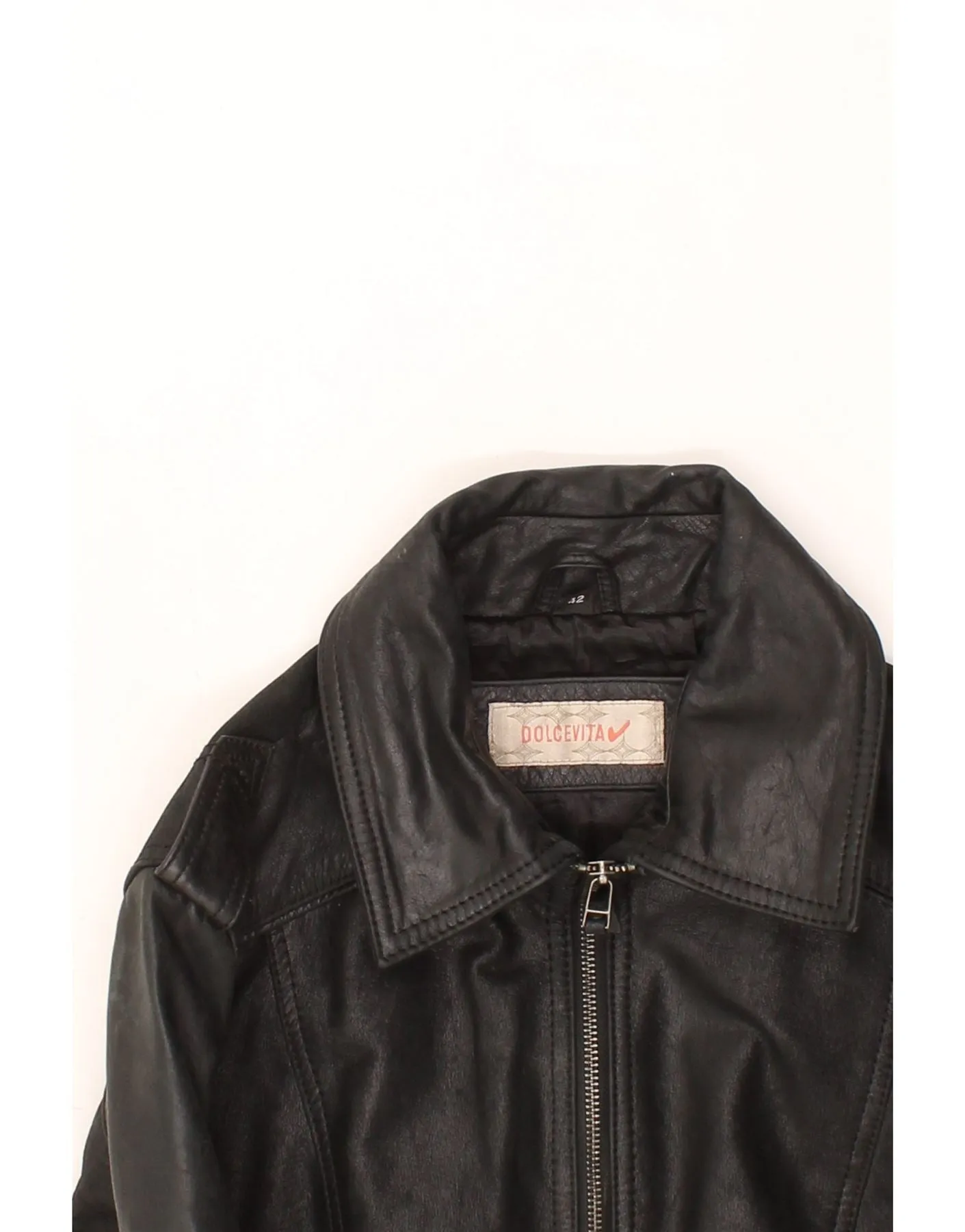 DOLCE VITA Womens Military Leather Jacket IT 42 Medium Black Leather