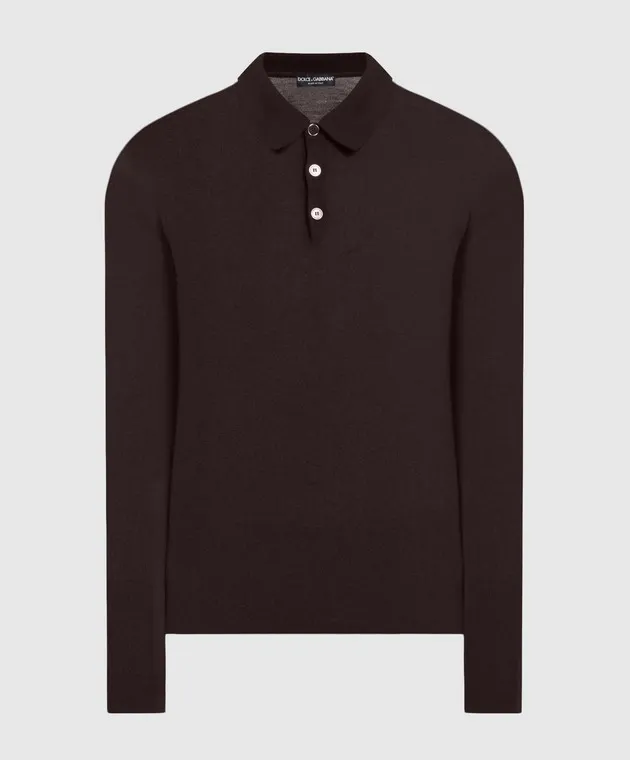 Dolce&Gabbana Polo in cashmere marrone scuro GX831TJAWTY
