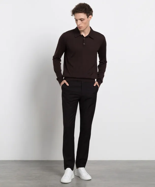 Dolce&Gabbana Polo in cashmere marrone scuro GX831TJAWTY