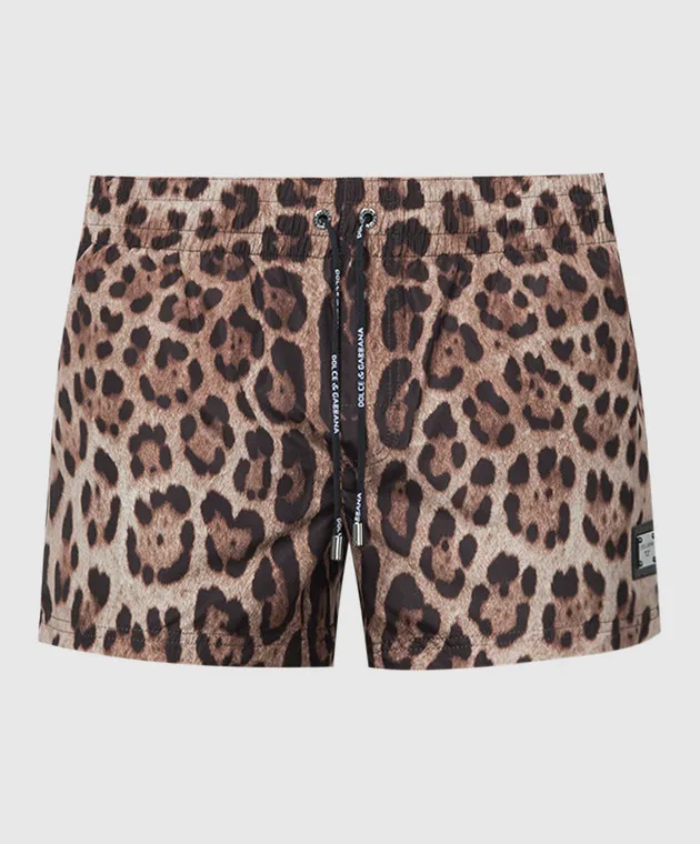 Dolce&Gabbana Shorts da bagno in stampa animalier con logo M4E46TONO07