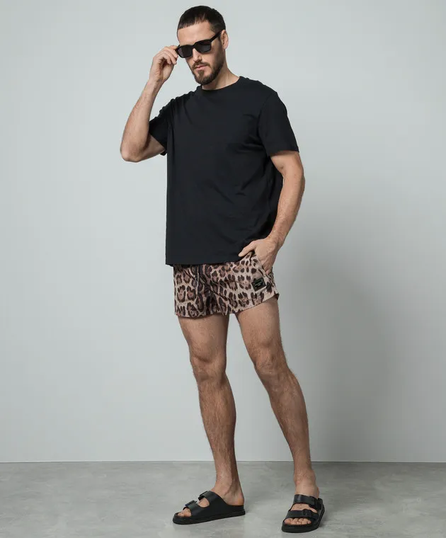 Dolce&Gabbana Shorts da bagno in stampa animalier con logo M4E46TONO07