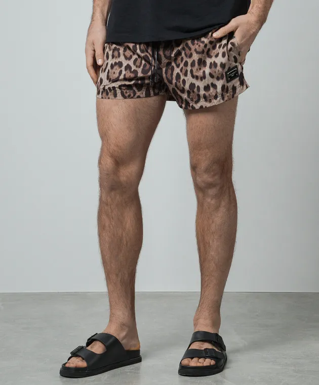 Dolce&Gabbana Shorts da bagno in stampa animalier con logo M4E46TONO07