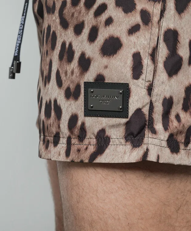 Dolce&Gabbana Shorts da bagno in stampa animalier con logo M4E46TONO07