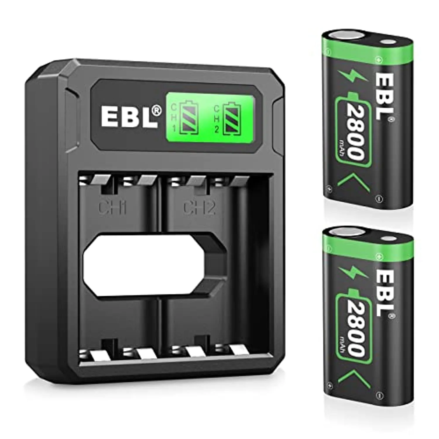 EBL 2800mAh Batteria per Xbox One, Pile e Set per Caricabatterie Adatta per Xbox One, Xbox One S, Xbox One X, Xbox One Elite Con