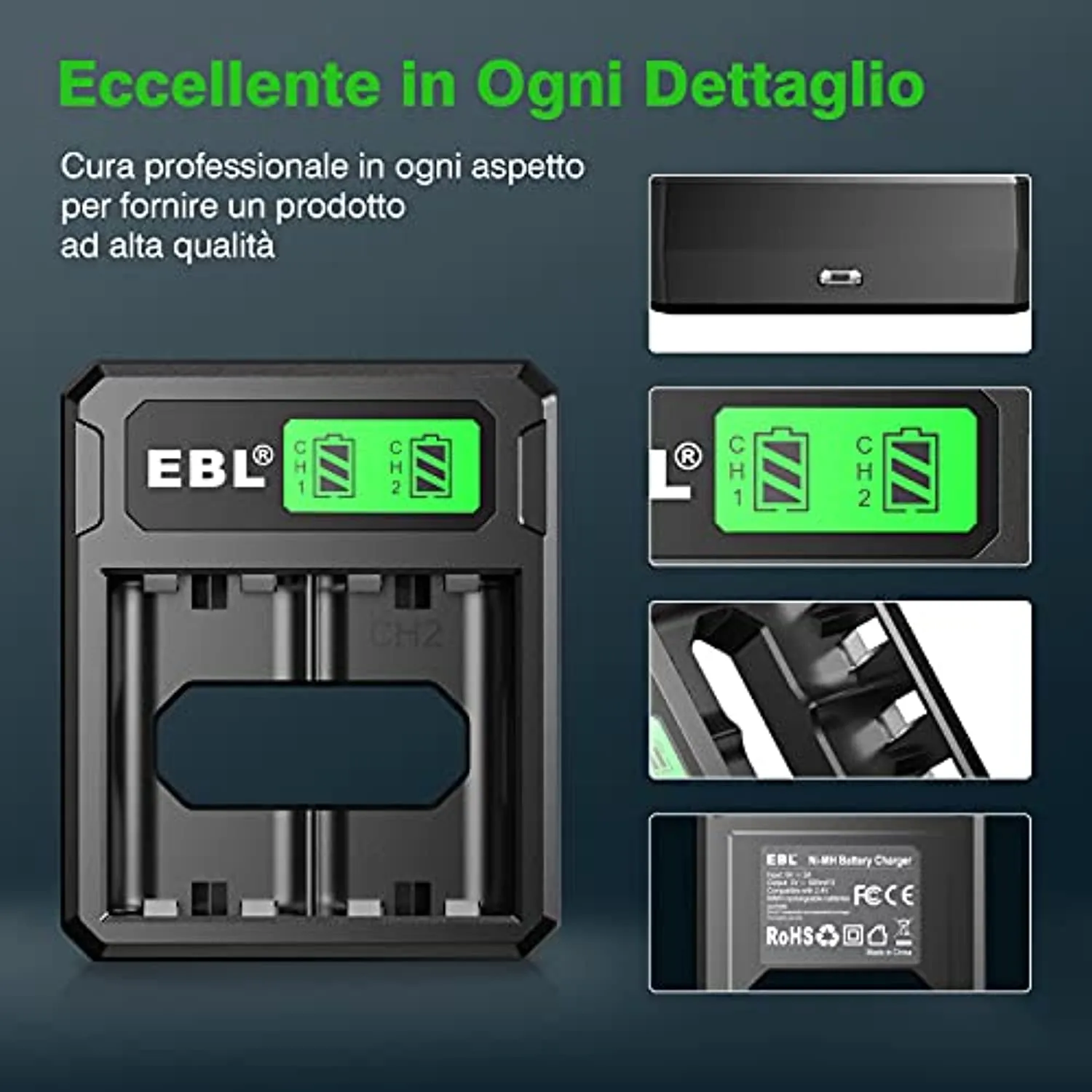 EBL 2800mAh Batteria per Xbox One, Pile e Set per Caricabatterie Adatta per Xbox One, Xbox One S, Xbox One X, Xbox One Elite Con