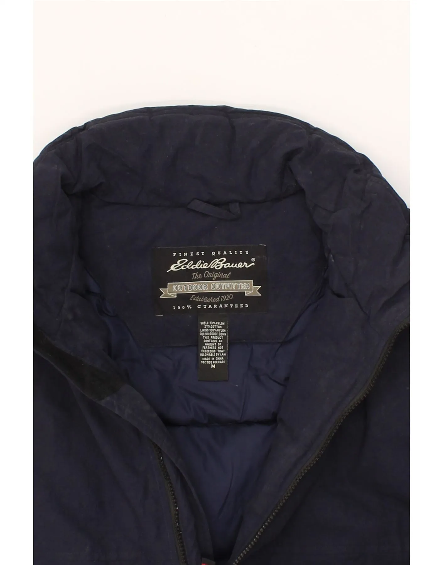 EDDIE BAUER Mens Padded Jacket UK 38 Medium Navy Blue Nylon