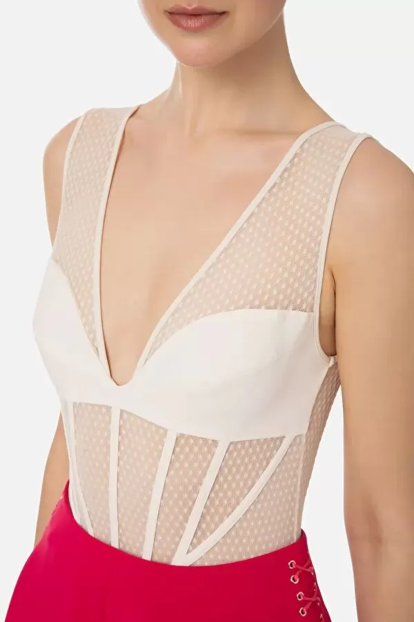 ELISABETTA FRANCHI Body ricamato con disegno bustier
