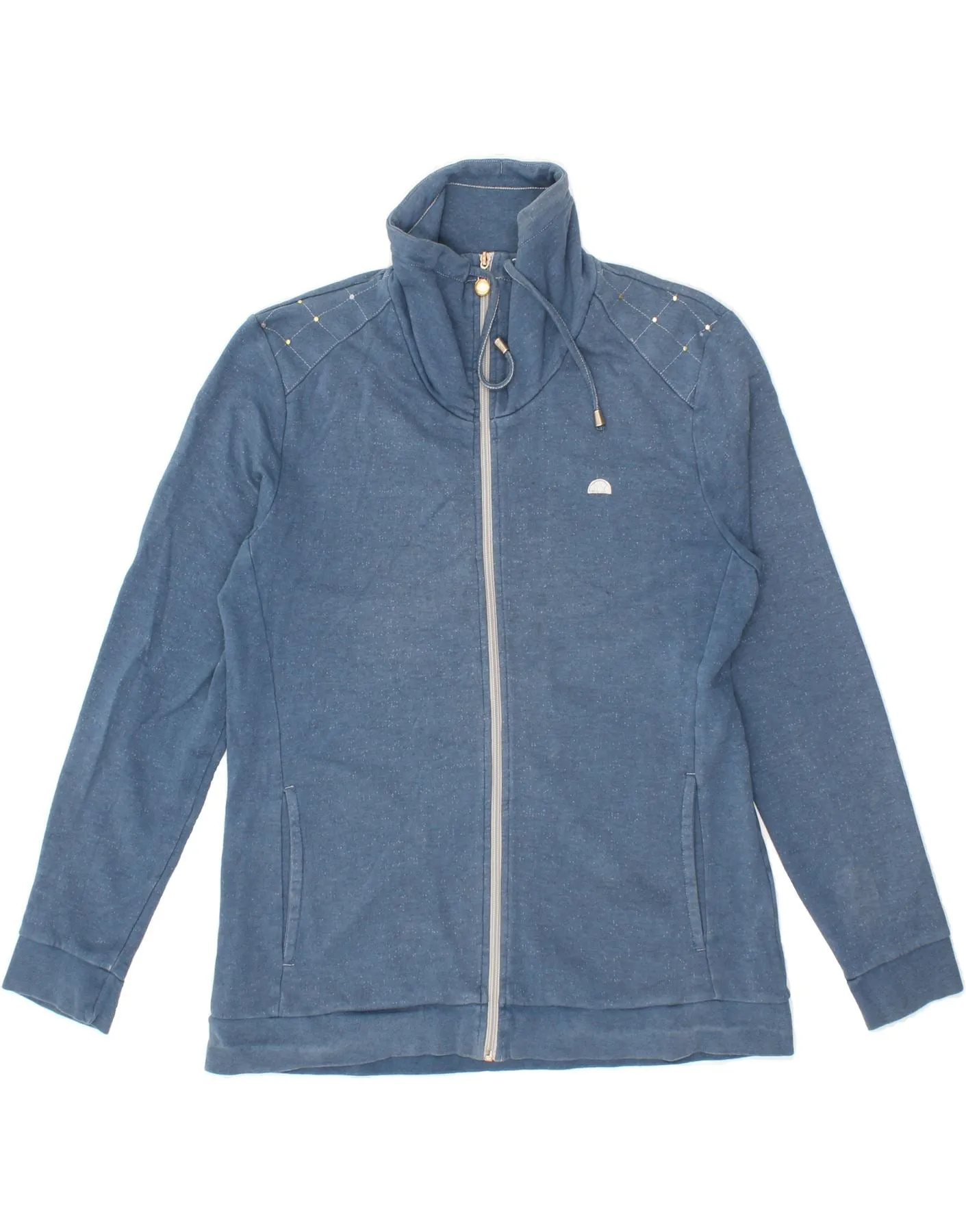 ELLESSE Womens Tracksuit Top Jacket UK 16 Large Navy Blue Flecked Cotton