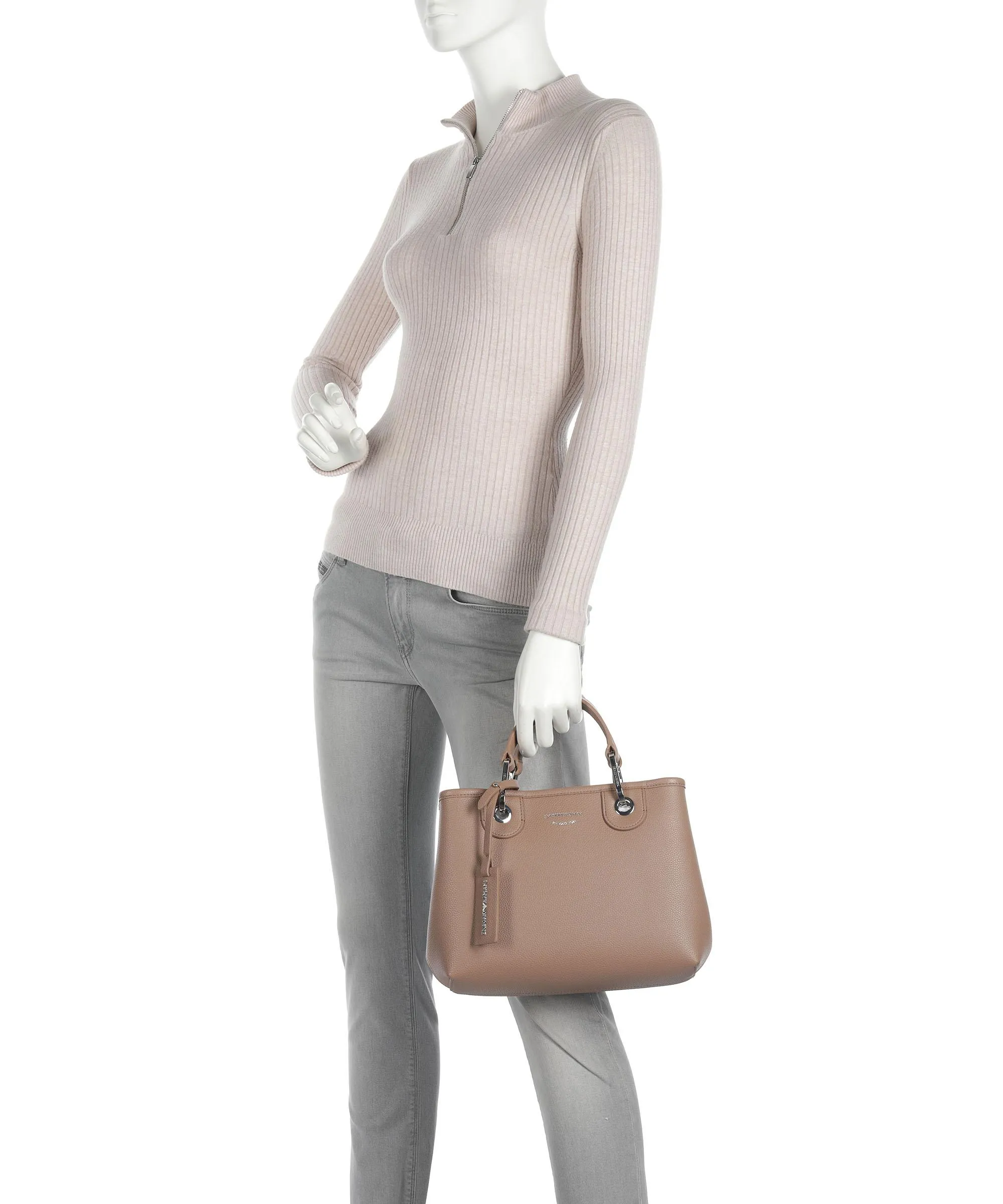  Emporio Armani My EA Borsa a mano pelle sintetica marrone chiaro  