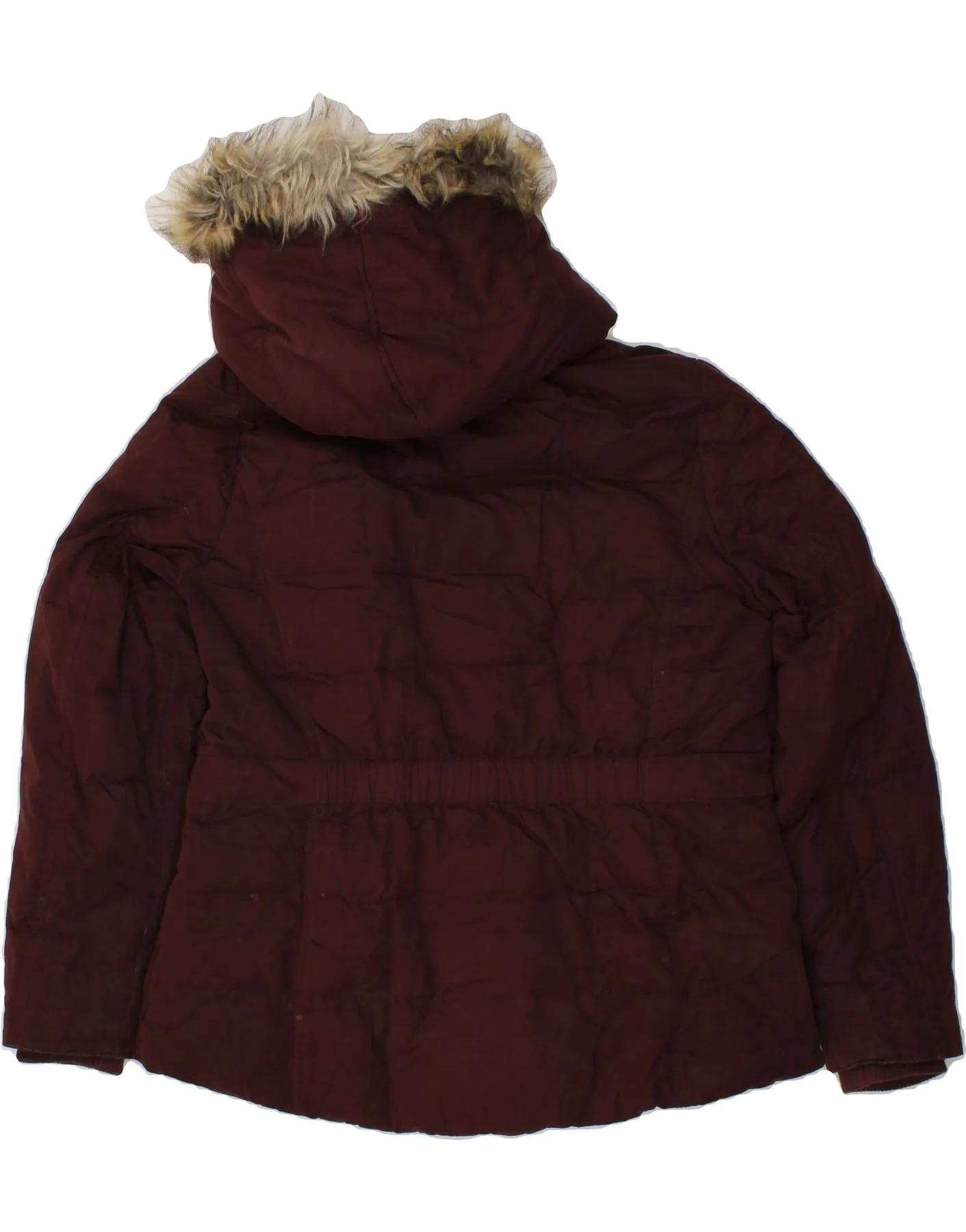 FAT FACE Womens Hooded Padded Jacket UK 14 Large  Burgundy Polyester