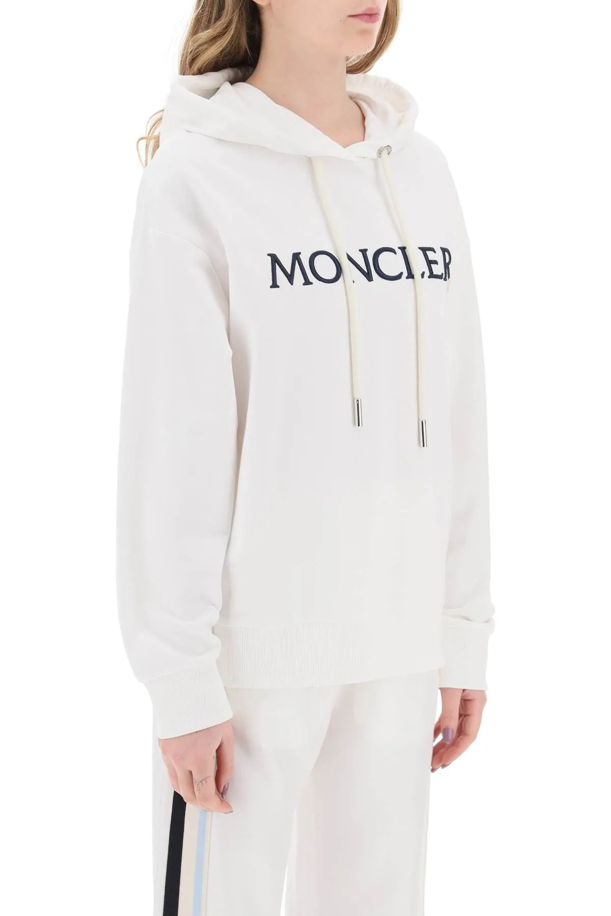 Felpa con cappuccio Moncler con logo ricamato