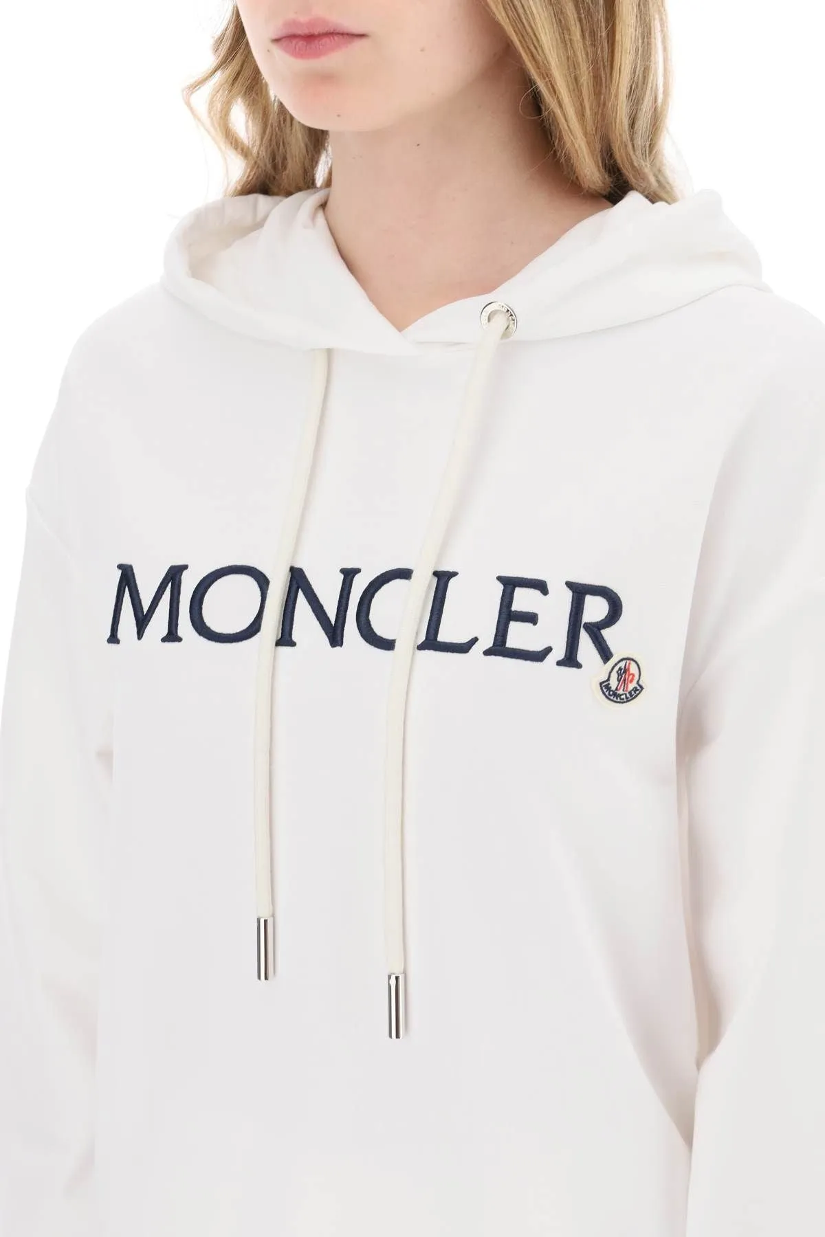 Felpa con cappuccio Moncler con logo ricamato