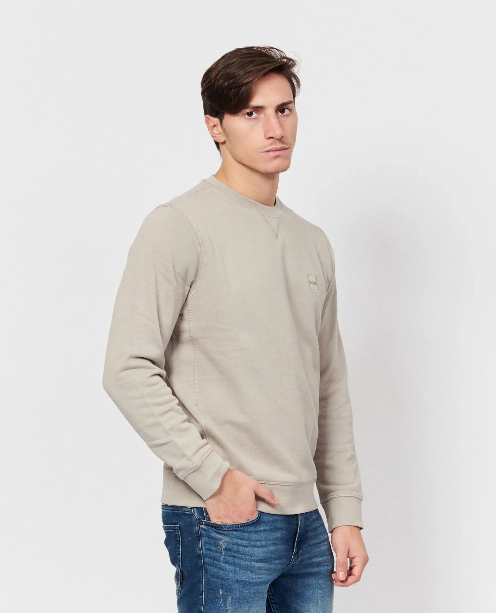 Felpa in cotone con toppa con logo