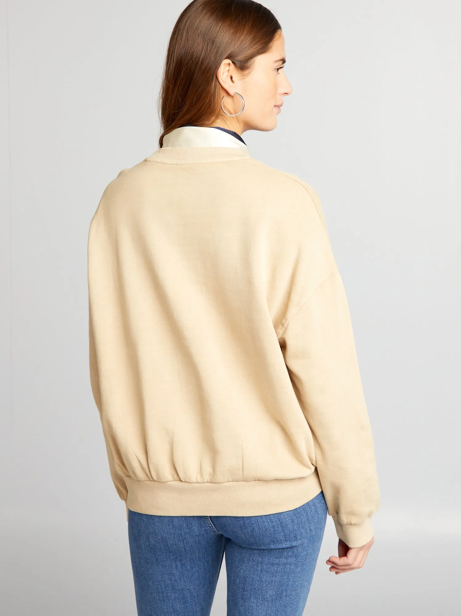 Felpa in tessuto felpato effetto délavé - BEIGE